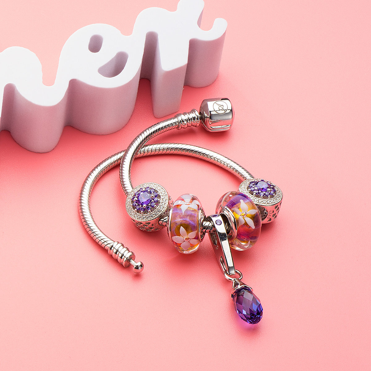 Purple Heart Radiant Openwork Charm