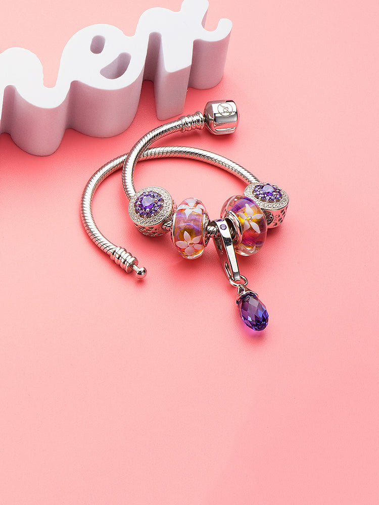 Purple Love  925 Sterling Silver Charm Bead