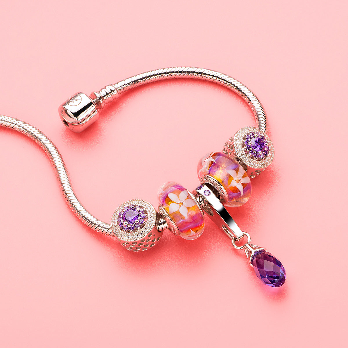 Purple Heart Radiant Openwork Charm