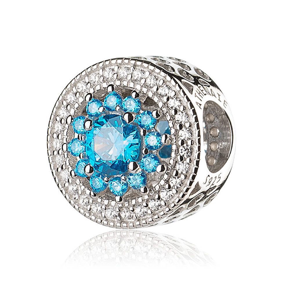 Light Blue Heart Radiant Openwork Charm