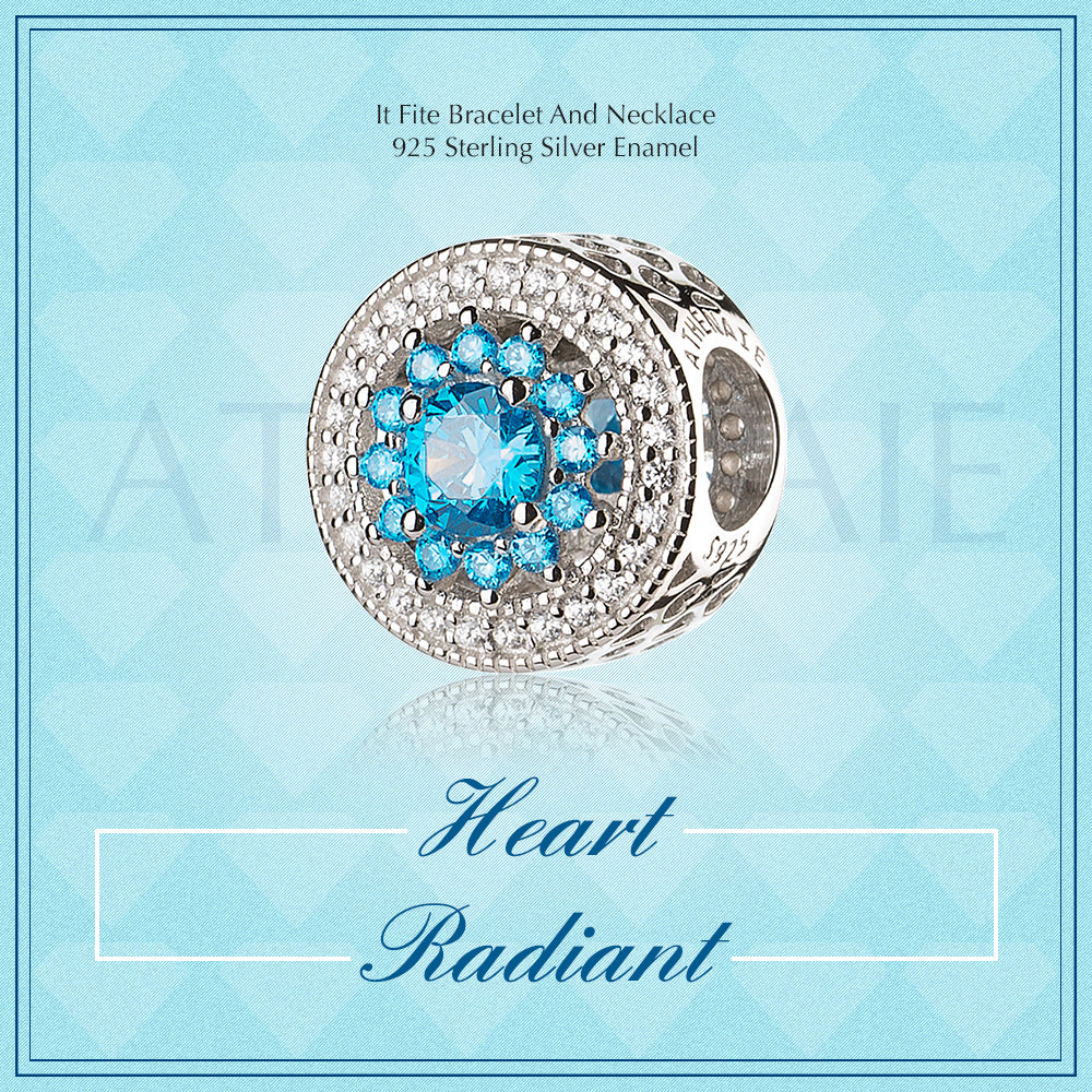 Light Blue Heart Radiant Openwork Charm
