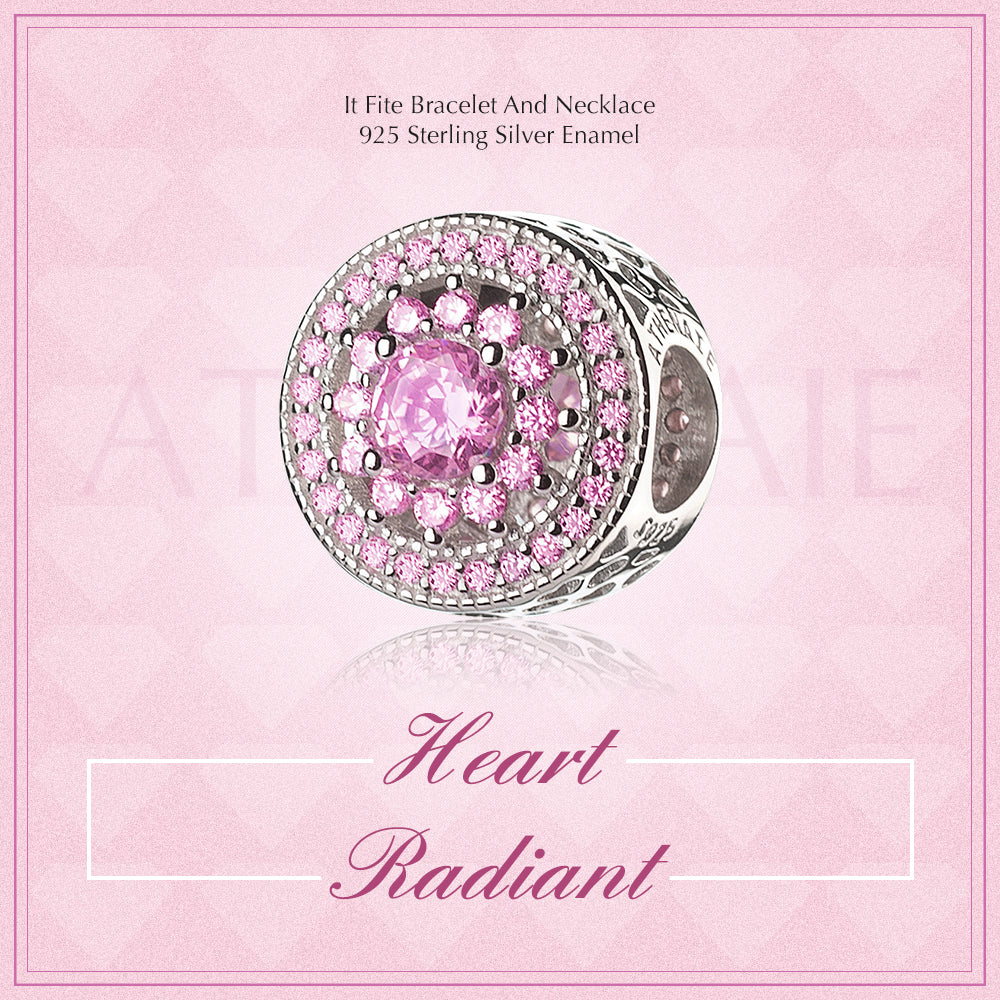 Pink Heart Radiant Openwork Charm