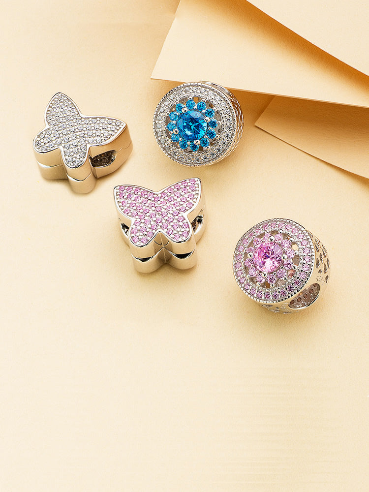 Blush Love 925 Sterling Silver Charm with CZ