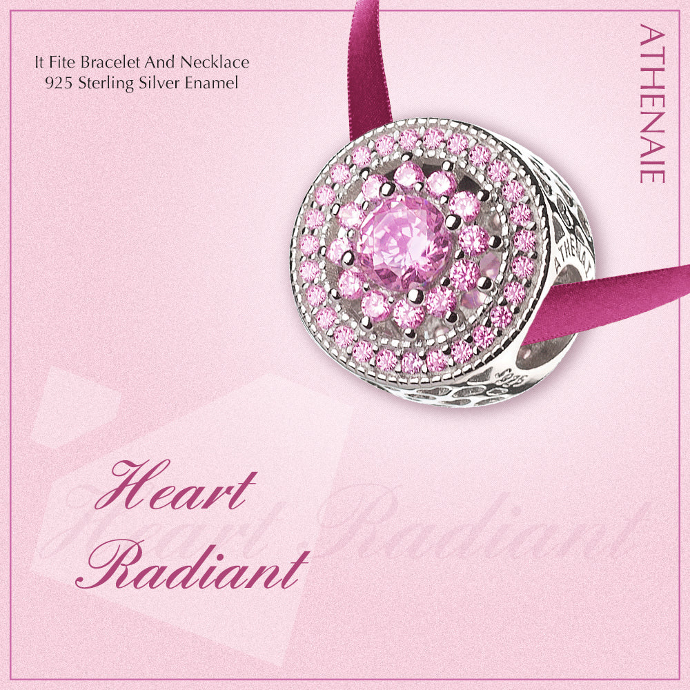 Pink Heart Radiant Openwork Charm