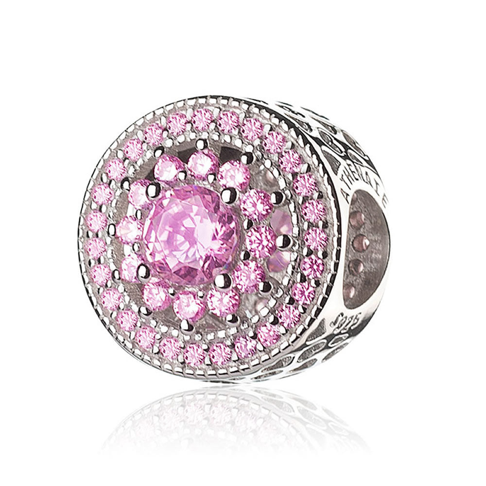 Pink Heart Radiant Openwork Charm