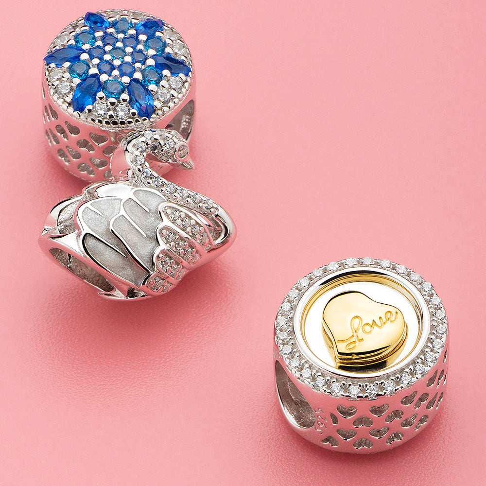 Pave Clear CZ Wonderful Love Heart Charm
