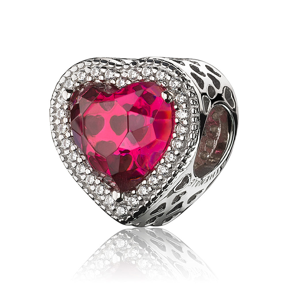 Red Heart Shaped Openwork Charm