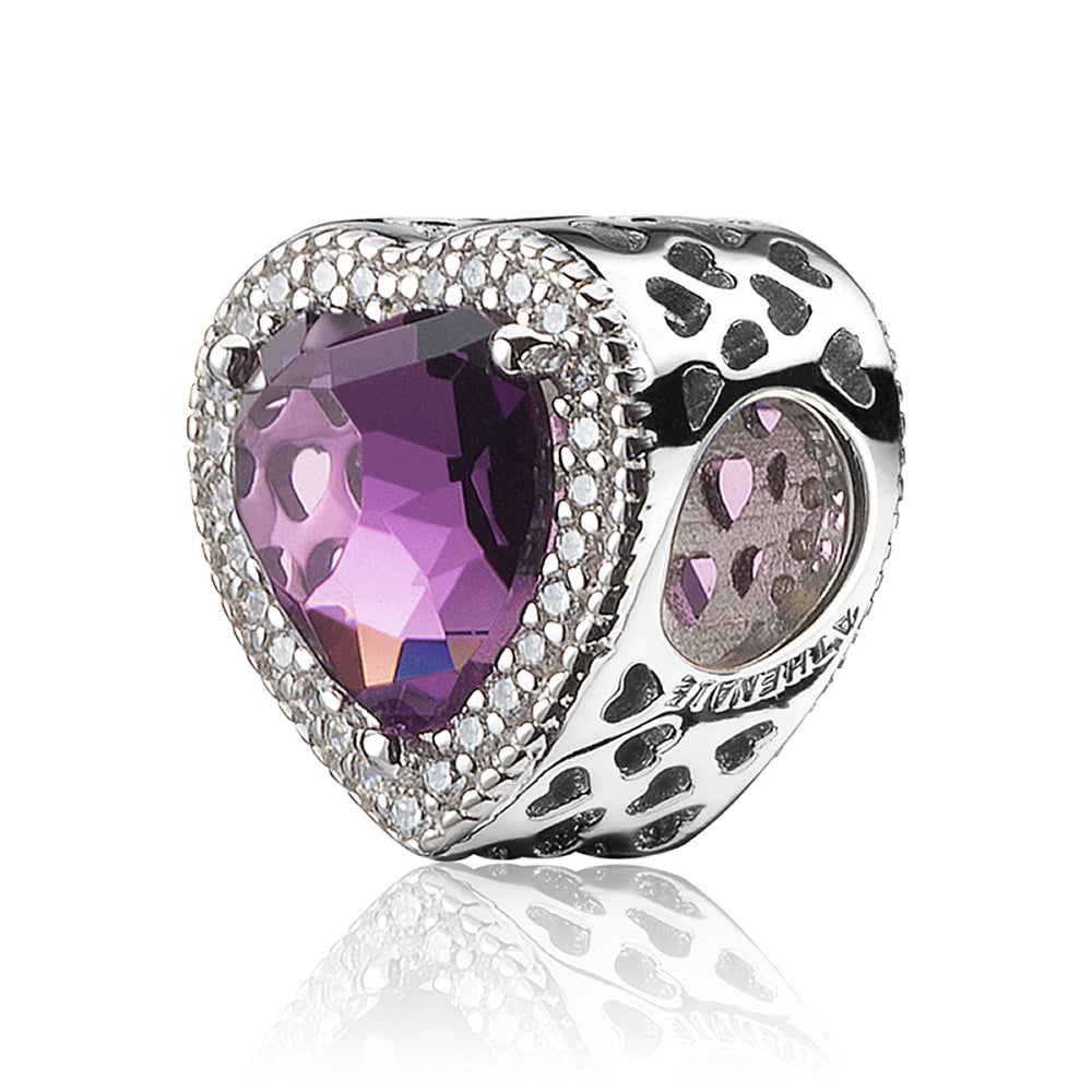 Purple Heart Shaped Openwork Charm