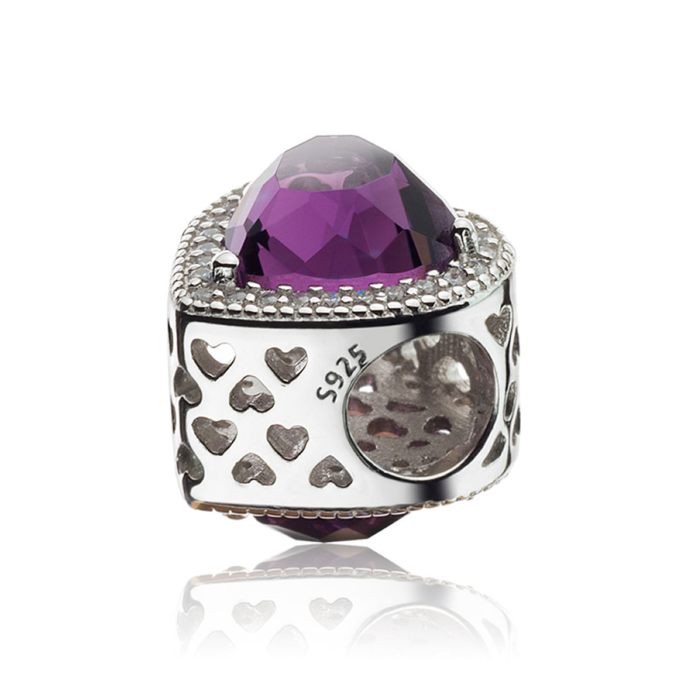 Purple Heart Shaped Openwork Charm