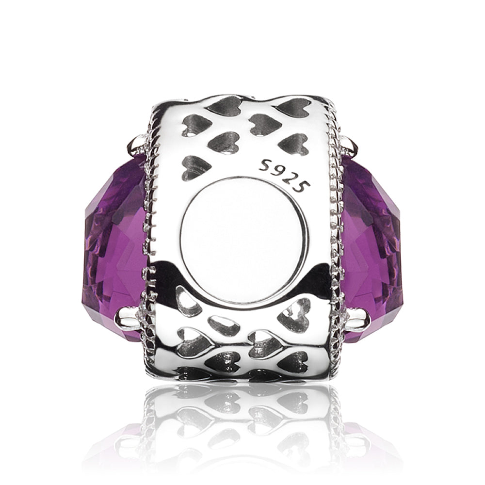 Purple Heart Shaped Openwork Charm