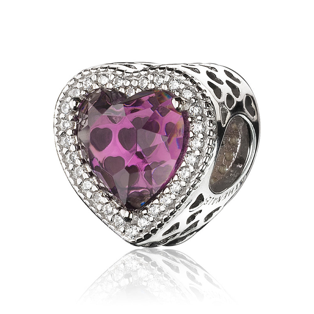 Purple Heart Shaped Openwork Charm