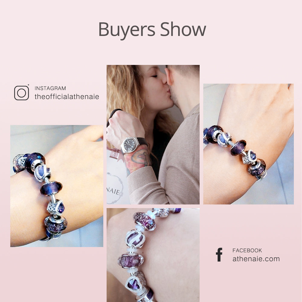 Purple Heart Shaped Openwork Charm