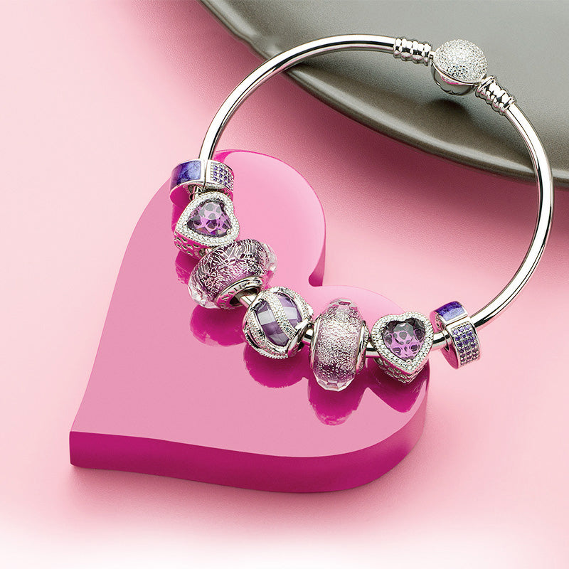Purple Heart Shaped Openwork Charm