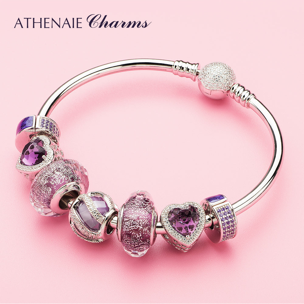 Purple Heart Shaped Openwork Charm