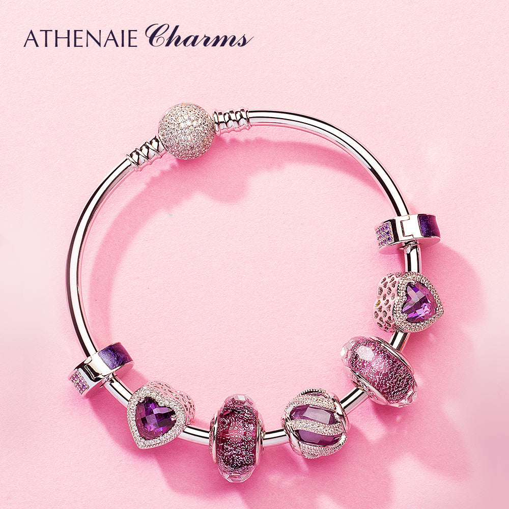 Purple Heart Shaped Openwork Charm