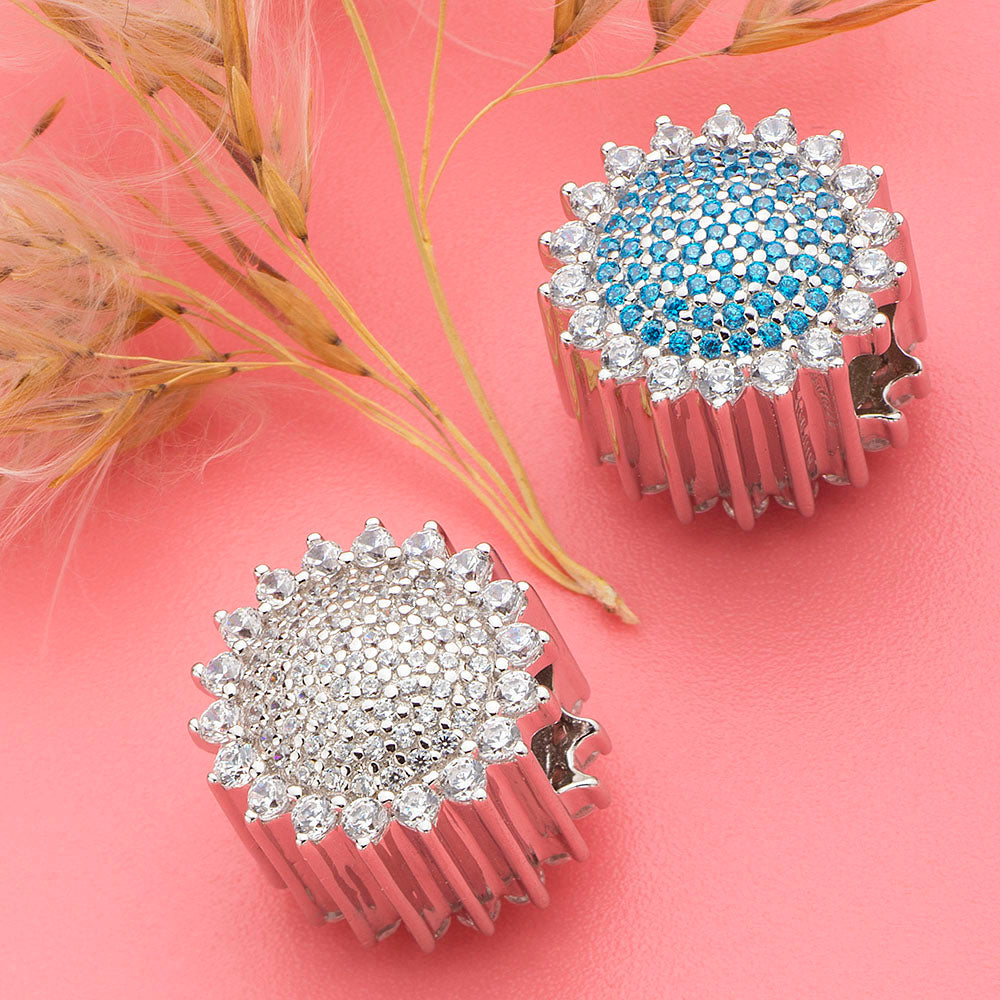 Pave Clear CZ Sunflower Charm
