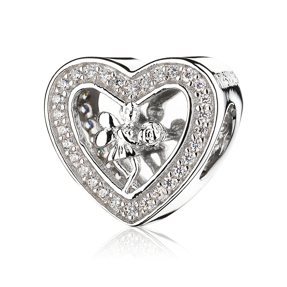 Angel Rose Heart Charms