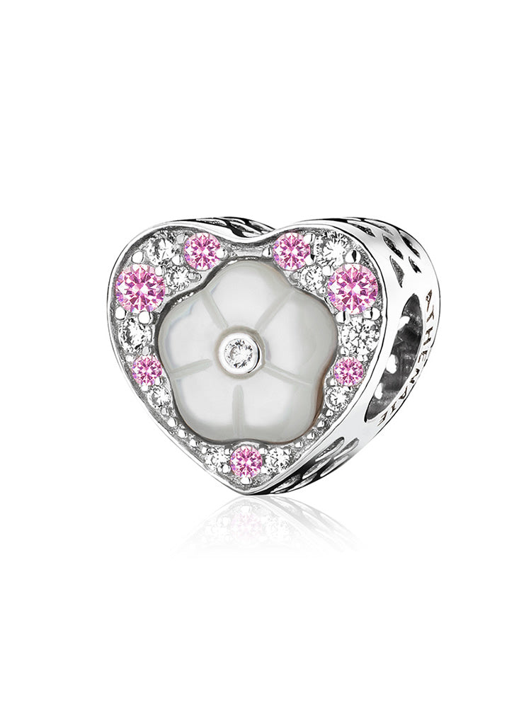 Love Bloom 925 Sterling Silver Charm with Mother of Pearl and CZ
