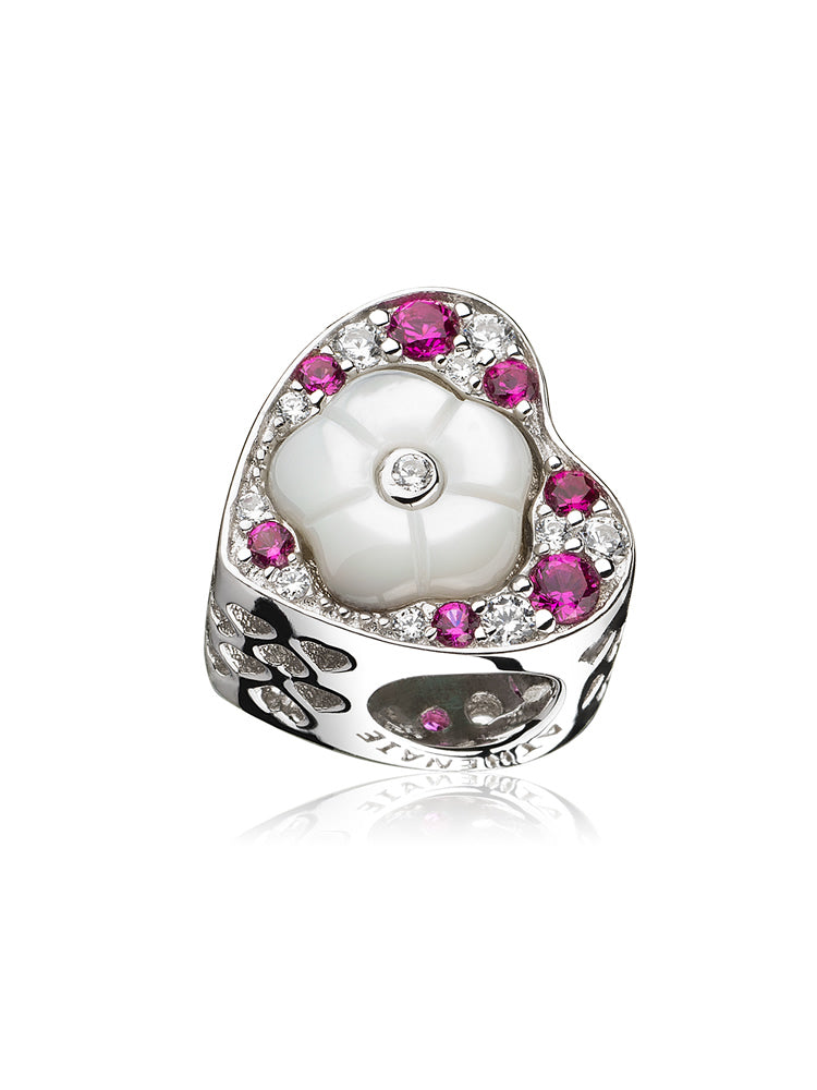 Eternal Rose 925 Sterling Silver Charm with Mother of Pearl and CZ