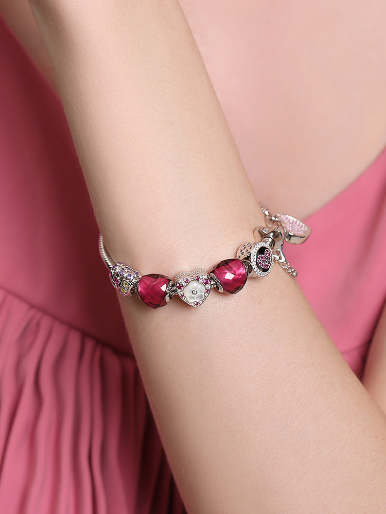 Eternal Rose 925 Sterling Silver Charm with Mother of Pearl and CZ