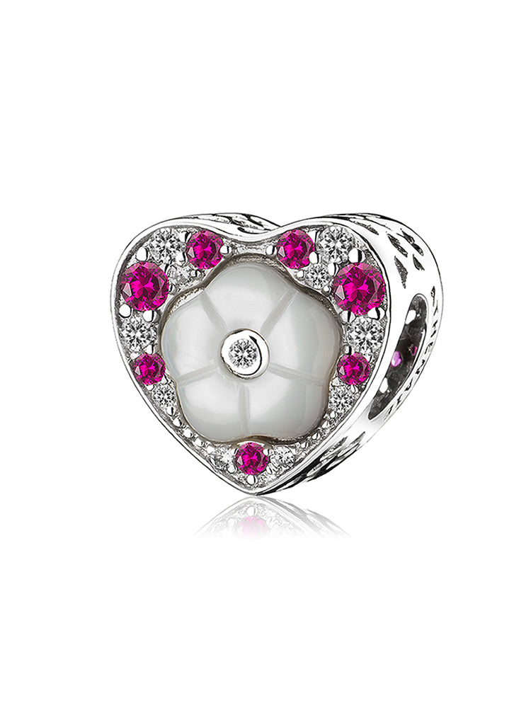 Eternal Rose 925 Sterling Silver Charm with Mother of Pearl and CZ