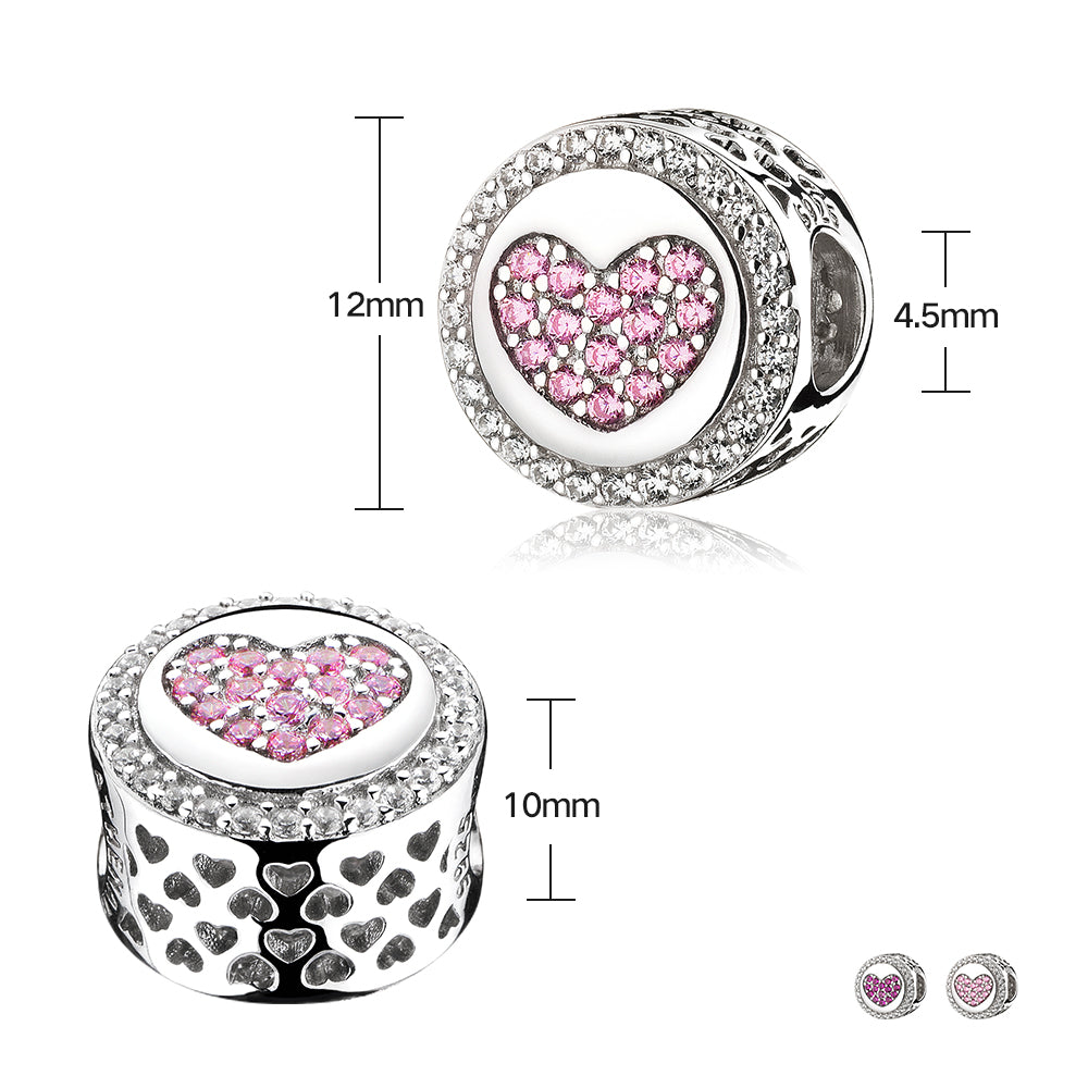 Pink CZ Love of My Life Heart Charms