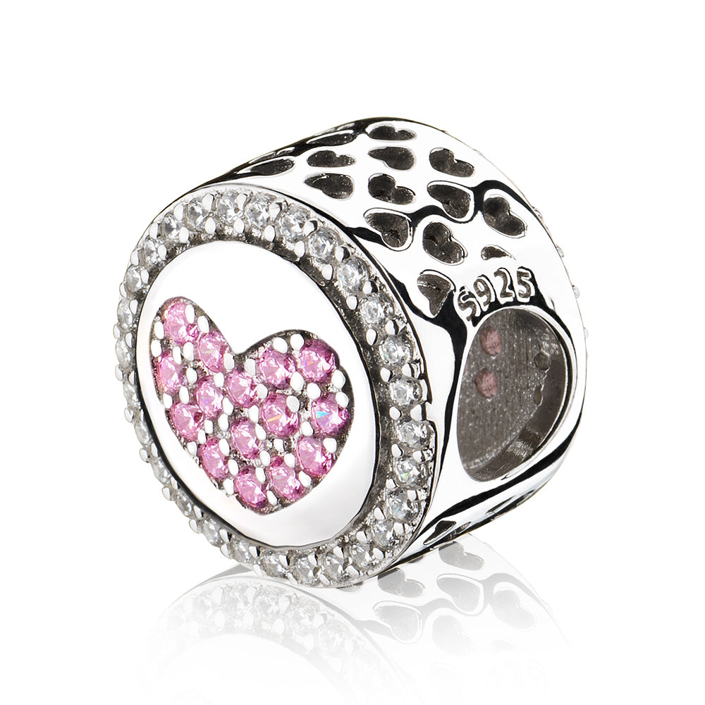 Pink CZ Love of My Life Heart Charms