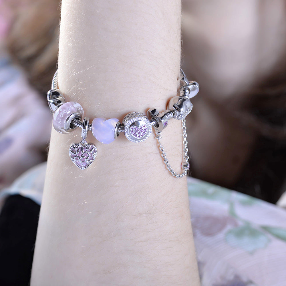 Pink CZ Love of My Life Heart Charms