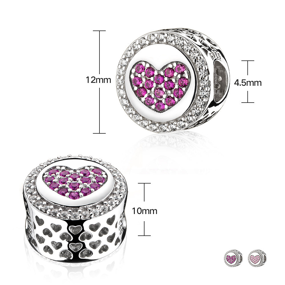 Rose Red CZ Love of My Life Heart Charms
