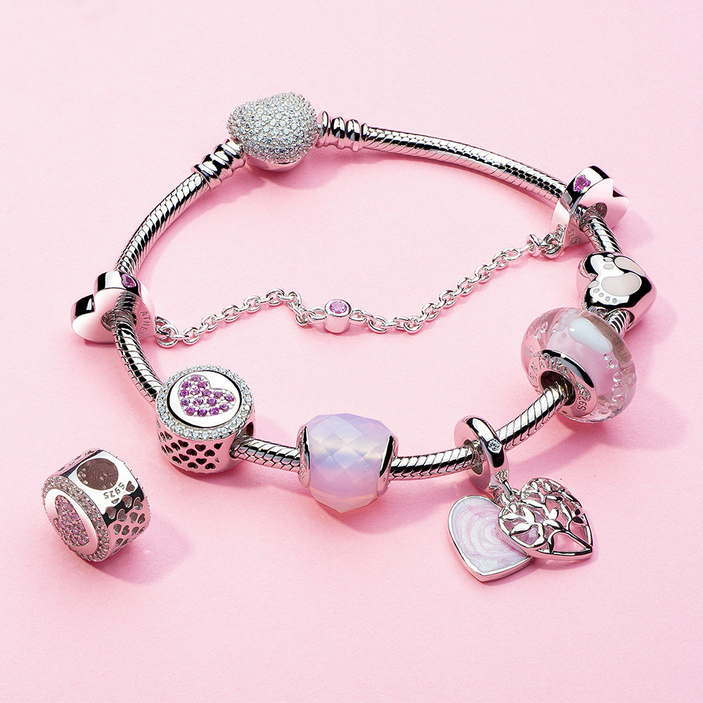 Rose Red CZ Love of My Life Heart Charms