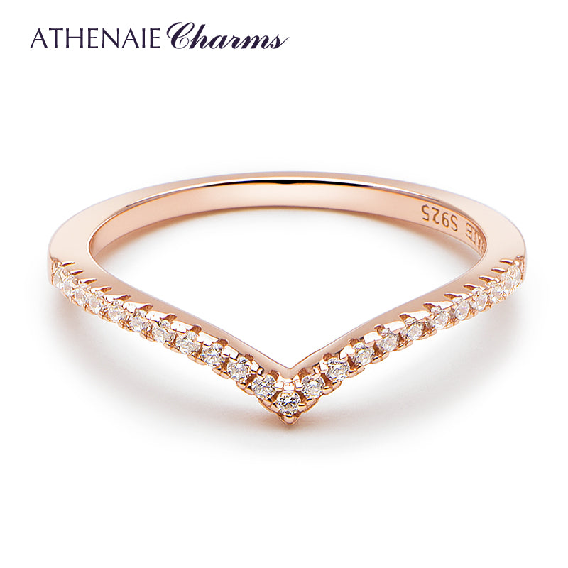 Rose Gold Sparkling Wishbone Rings