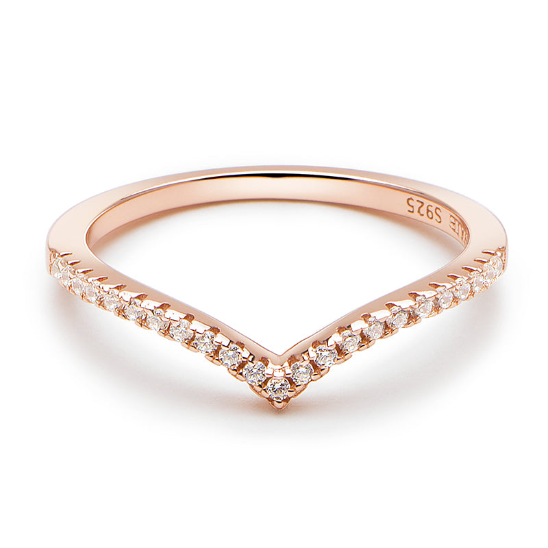 Rose Gold Sparkling Wishbone Rings