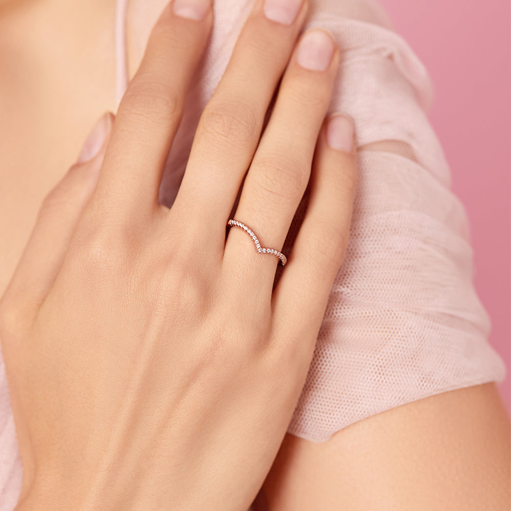 Rose Gold Sparkling Wishbone Rings
