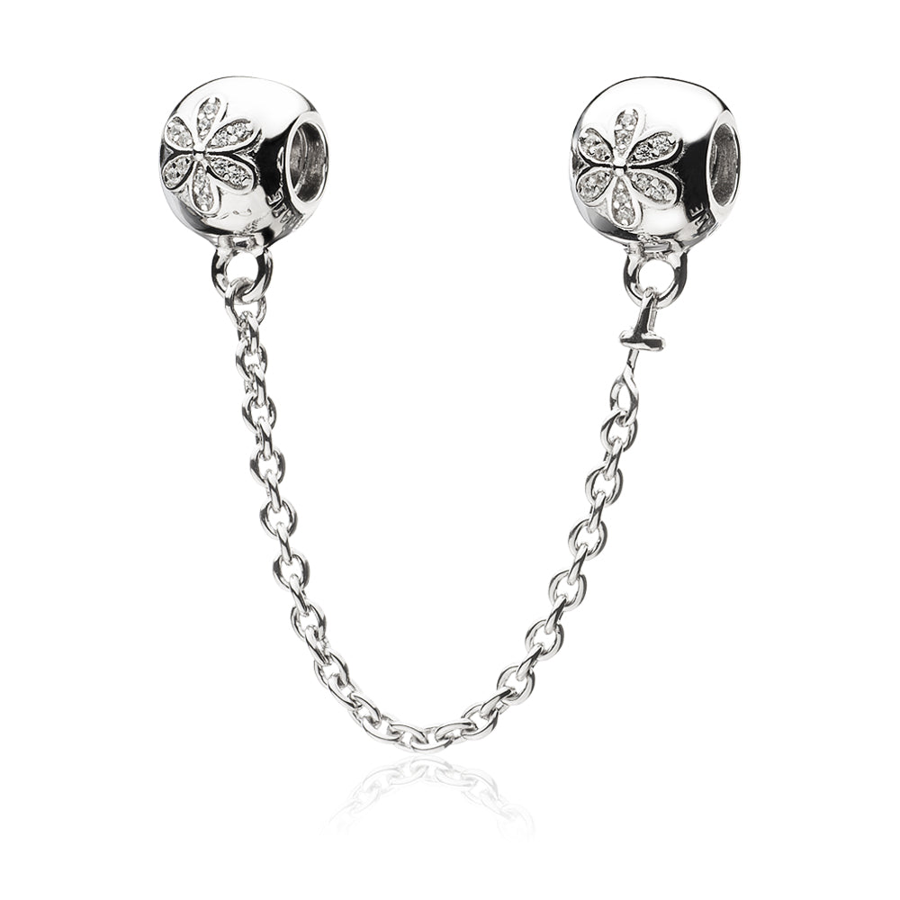 Clear CZ Flower   Safety Chain