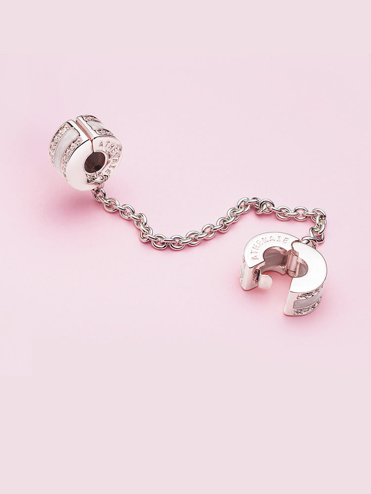 Charm de cadena de seguridad Silent Bond de plata 925 para pulseras