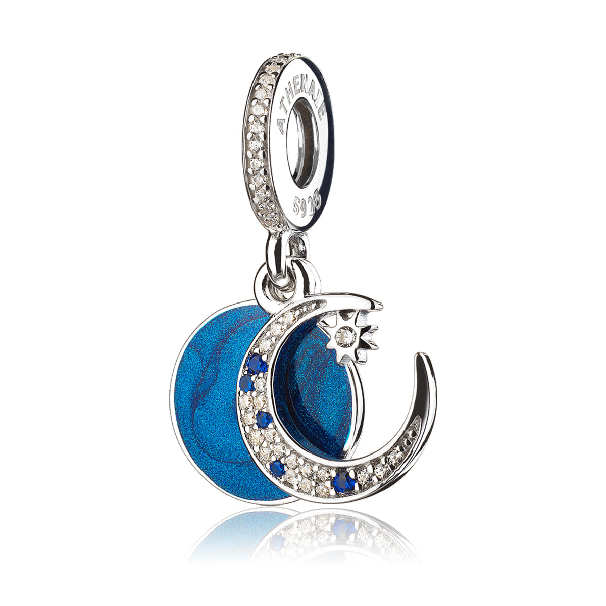 Blue Enamel & CZ Vintage Night Sky Dangle