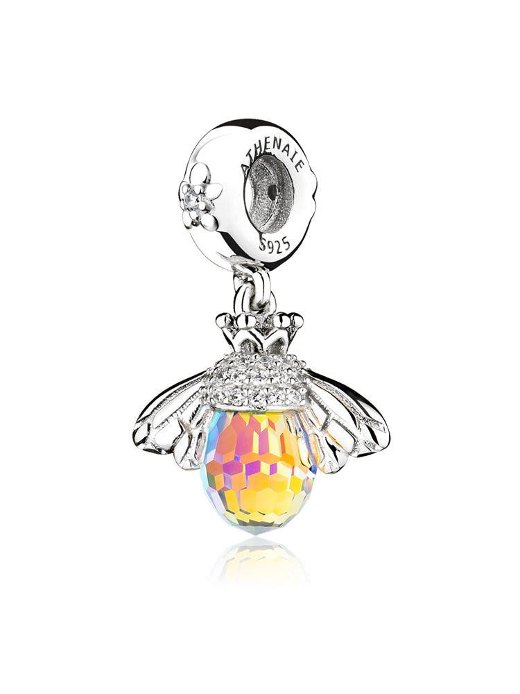 Crystals Bee Pendant – Sterling Silver Charm for Bracelet or Necklace