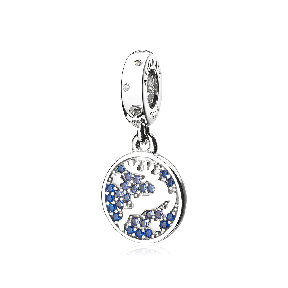 Blue CZ Holiday Deer Dangle