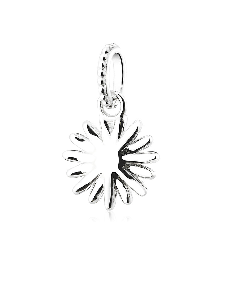 Charm colgante de margarita ruborizada en plata de ley 925