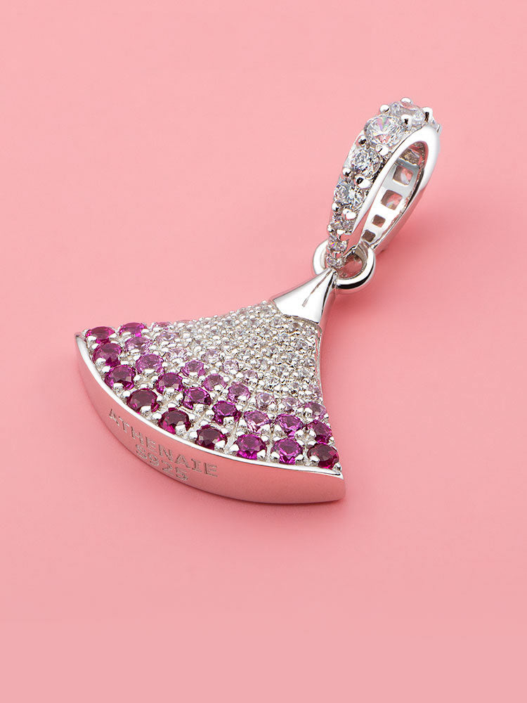 Pink Fan Sterling Silver Dangle Charm