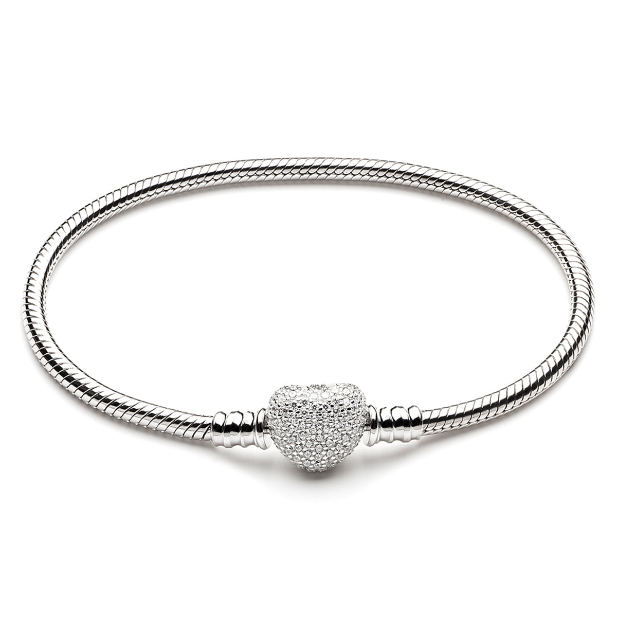 Pave Clear CZ Heart Clasp Bracelet