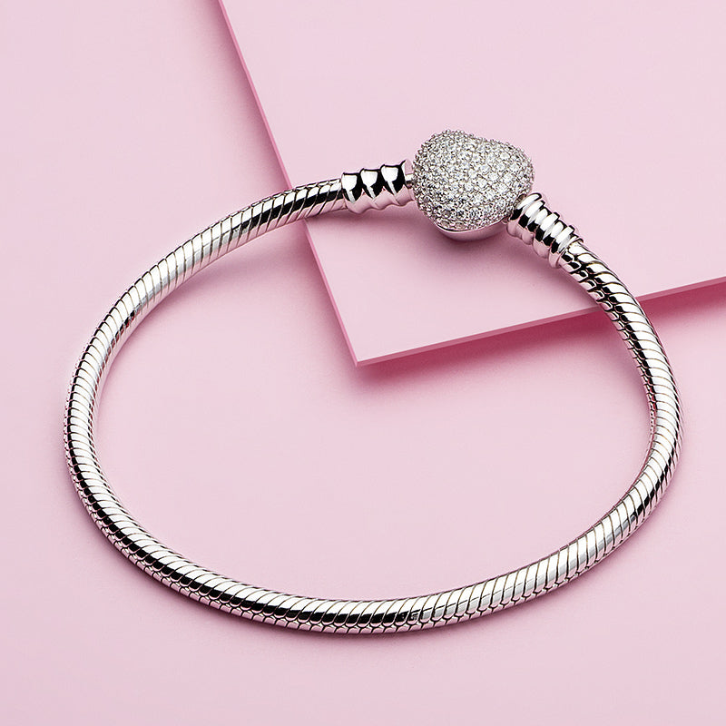 Pave Clear CZ Heart Clasp Bracelet