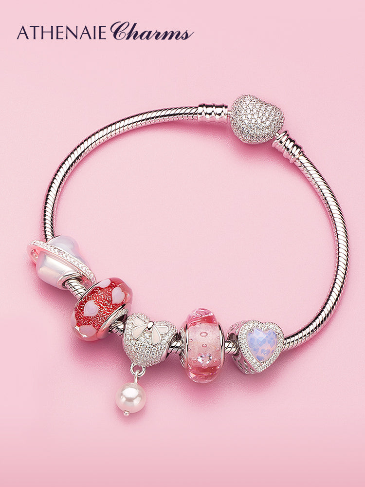 Pavé Heart Clasp Snake Chain Bracelet