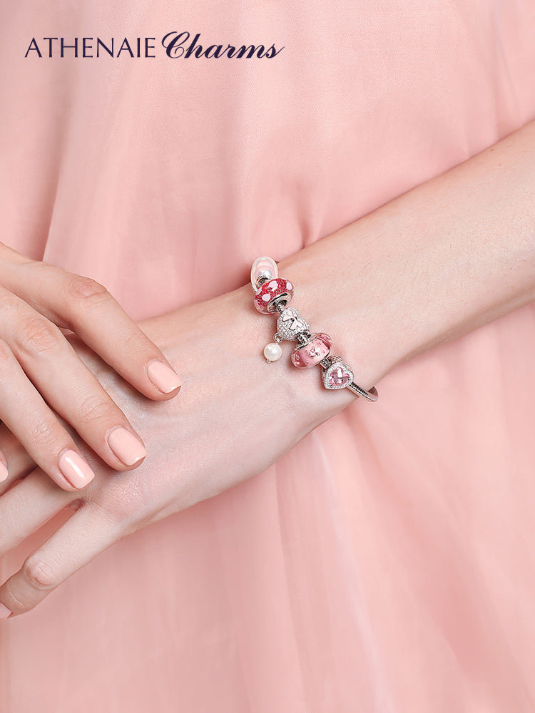 Pavé Heart Clasp Snake Chain Bracelet