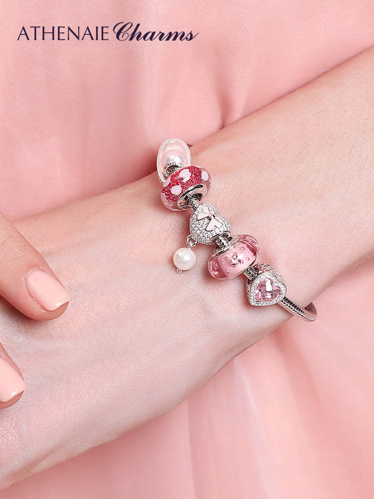 Pavé Heart Clasp Snake Chain Bracelet