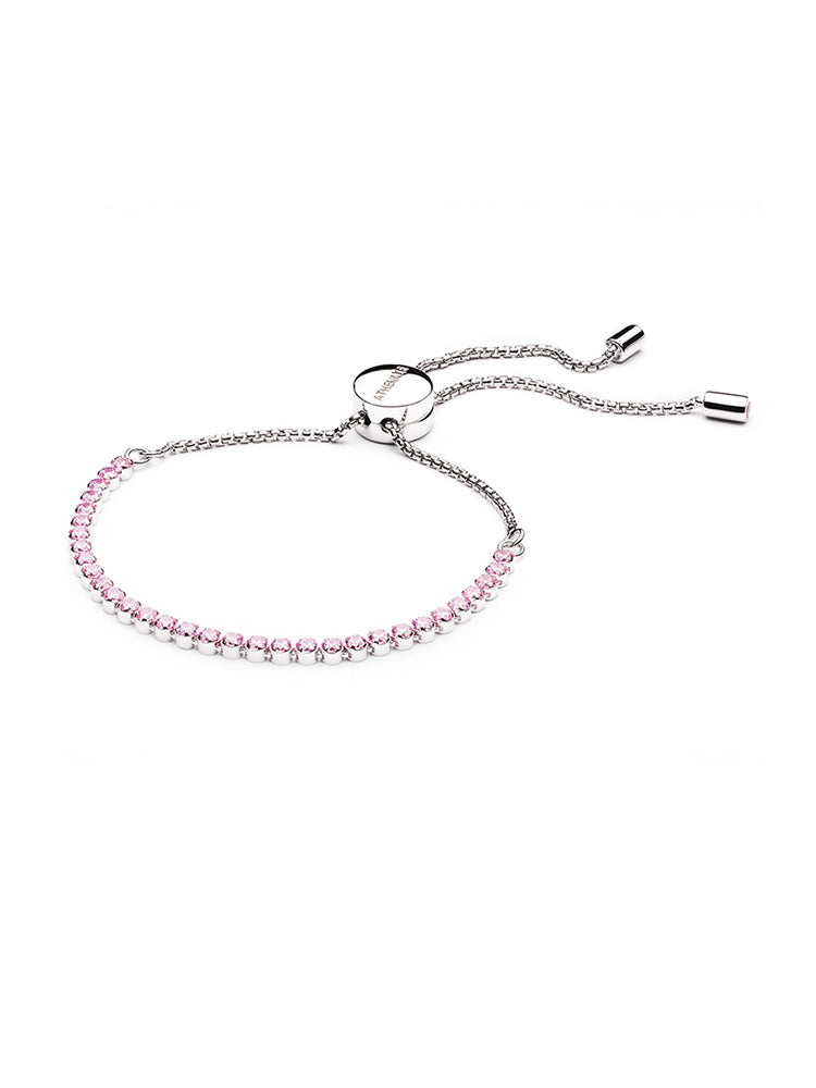 Pulseira de fio brilhante com zircônias cúbicas rosa, comprimento 23 cm (9 polegadas).