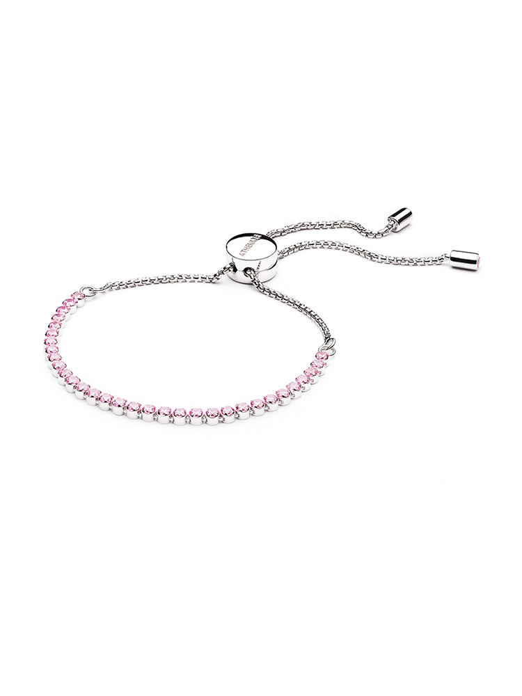 Sterling Silver Pink CZ Adjustable Charm Bracelet