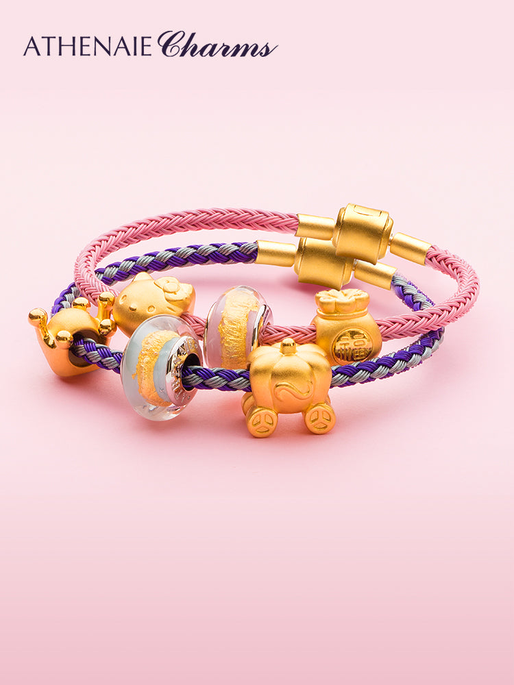 Wire Charm Bracelet with Gold Color Clasp