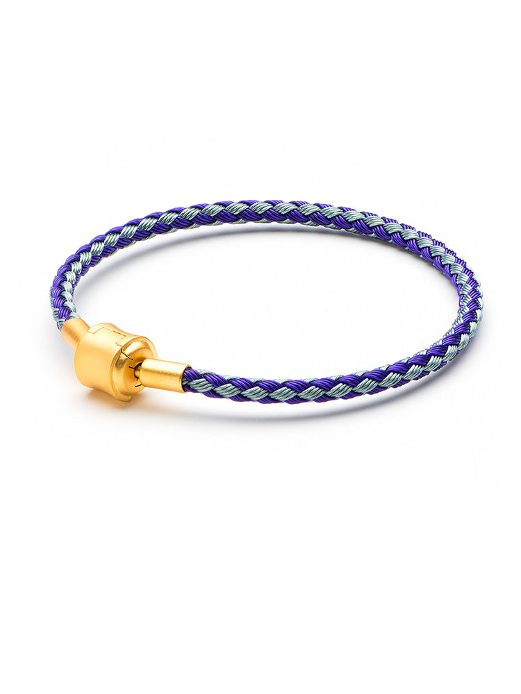 Blue & Purple Braided Charm Bracelet with Gold Clasp