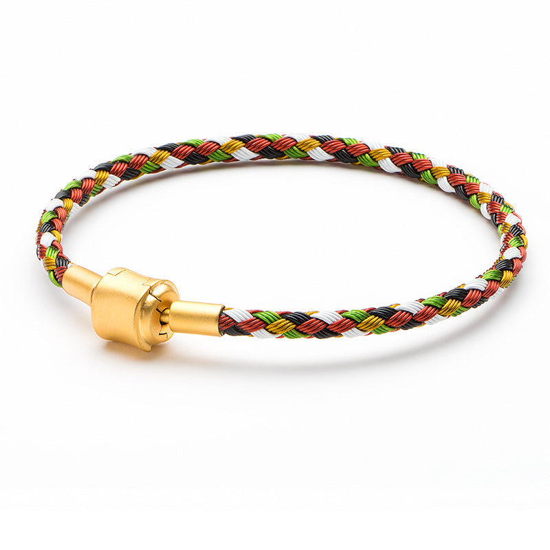 Wire Charm Bracelet with Gold Color Clasp